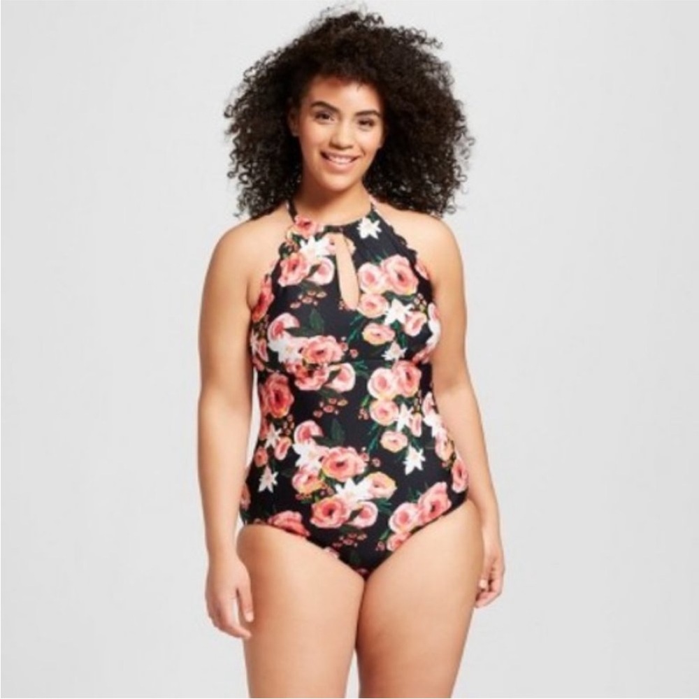 NWT Costa Del Sol Plus Size One Piece Halter Floral 2X